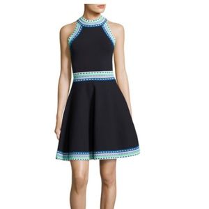 Milly NWT woven trim flare dress - M